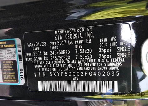 2023 Kia Telluride Sx from USA, damaged, VIN 5XYP5DGC2PG402095